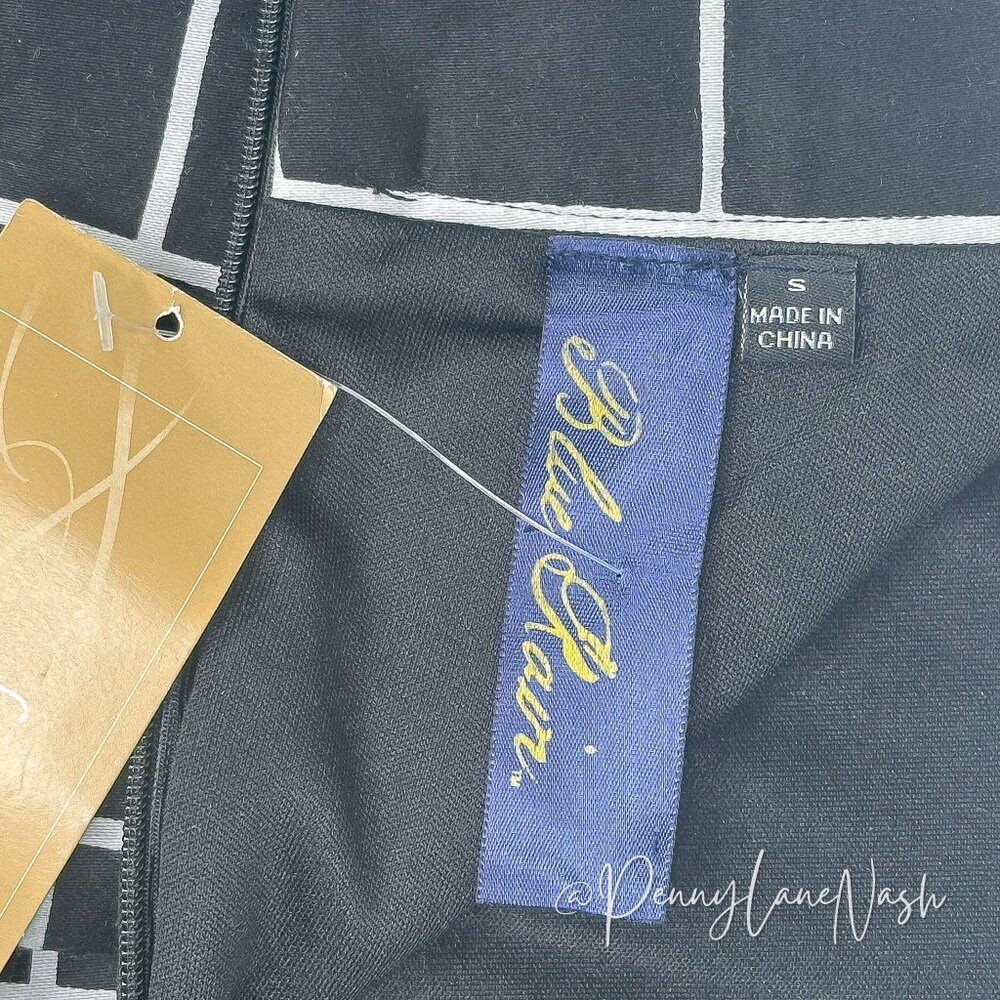 NWT Blue Rain Embellished Windowpane Skirt Size Small Black - Picture 10 of 13
